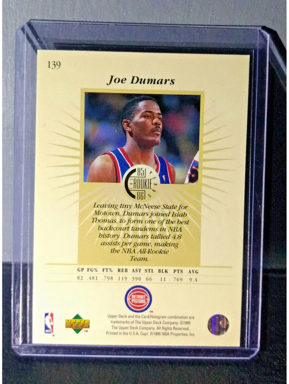 1995-96 Upper Deck Joe Dumars #139 Basketball Card